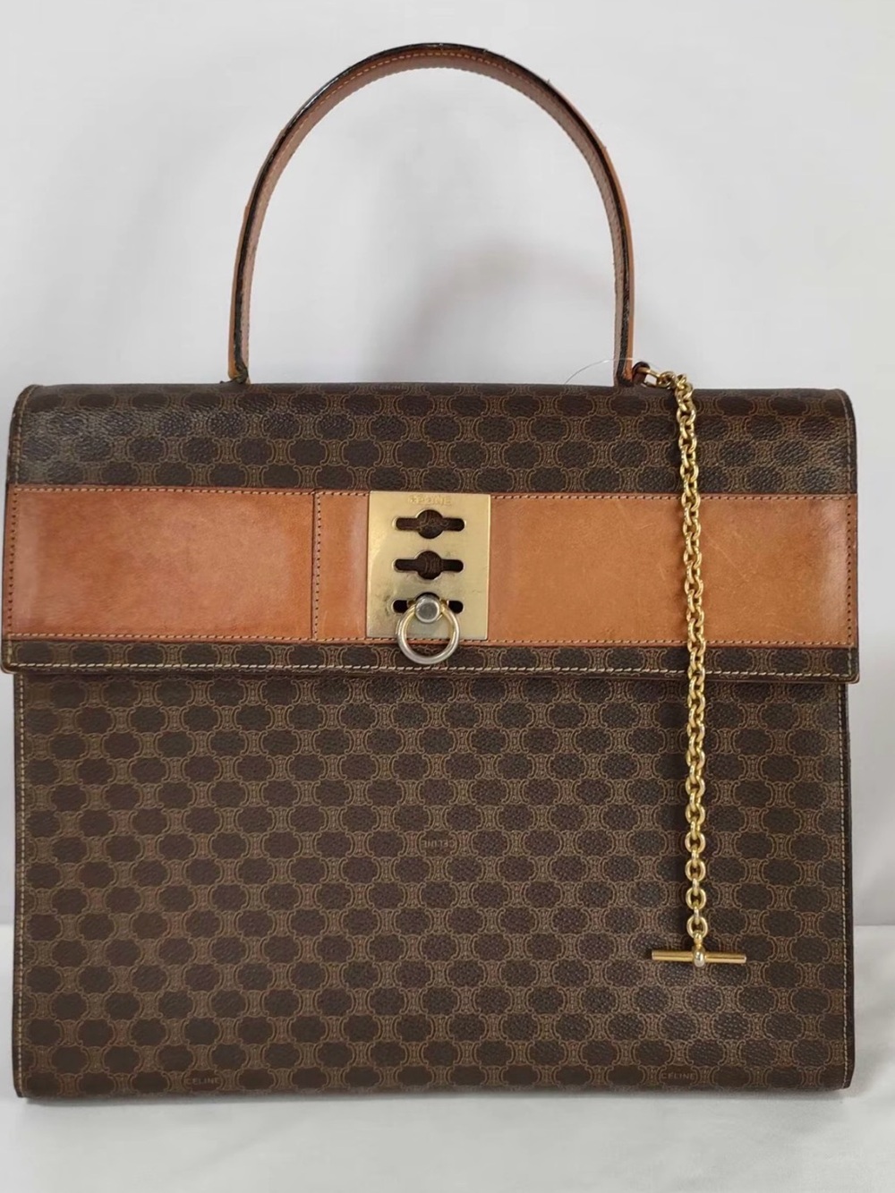 Vintage Céline Macadam Monogram shoulder bag
 Gold Hardware